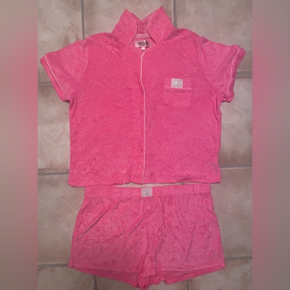 Juicy Couture Sleepwear Pink Terry Clothish Women’s Loungewear Pajama Set; XL - Picture 1 of 7